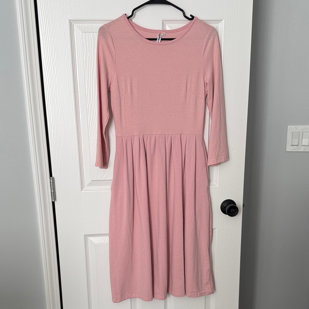 Elegant Long Sleeve Pink Dress